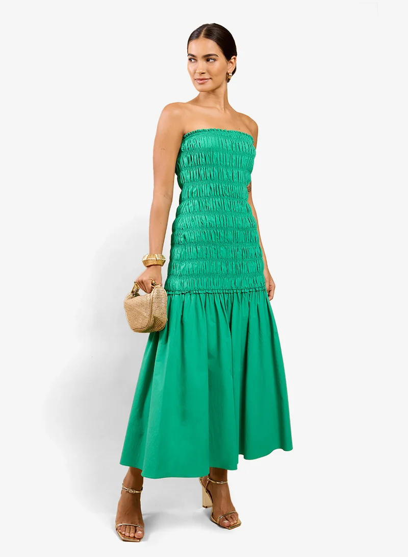 ليتل مسترس فستان ماكسي بدون حمالات أخضر